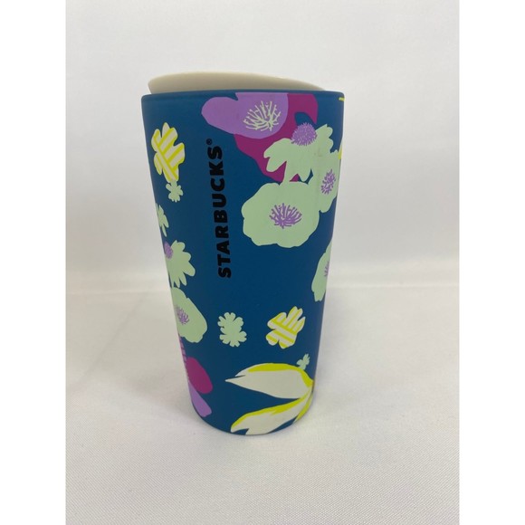 Starbucks Other - Starbucks Blue Floral Ceramic Tumbler w/ Lid 2022